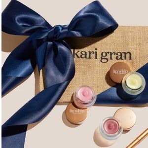 New 3pc Kari Gran Lip Whip Treatment Trio Peppermint Tinted, Naked, Blush Set